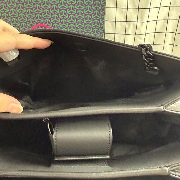 NWT Tory Burch Black Matte Quilted Tote Bag Authentic - Picture 9 of 12